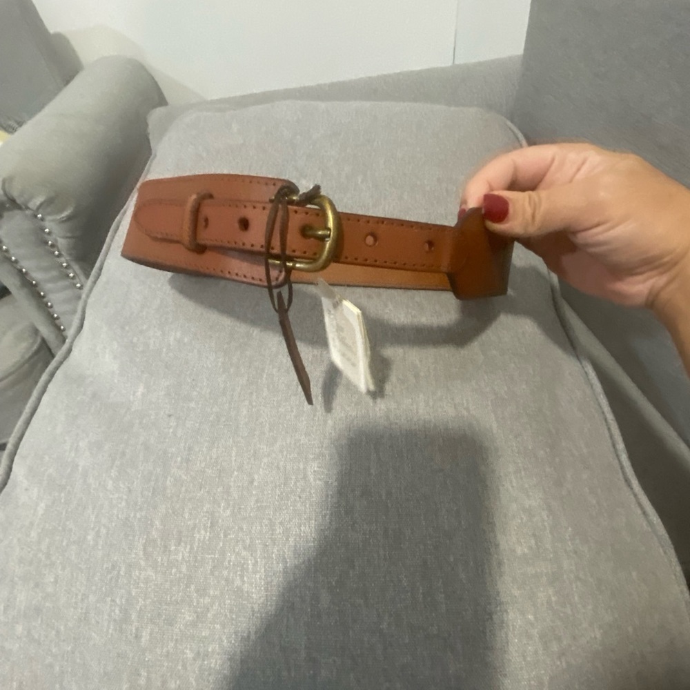 Hollister Brown Leather Waist Belt with Brass Buckle - Picture 6 of 9